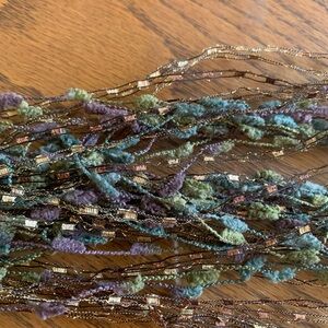 Italian Ladder Ribbon Scarf with Multicolor Textured Yarn